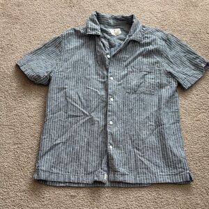 Mutual Weave Striped Gray Linen Button Down Shirt size Small